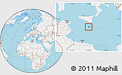 Gray Location Map of Malta, lighten, land only