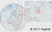 Gray Location Map of Malta, lighten, semi-desaturated, hill shading