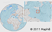 Gray Location Map of Malta, lighten, semi-desaturated, land only, hill shading