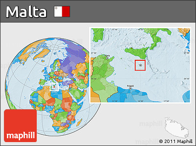 Gray Location Map of Malta, political outside
