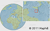 Gray Location Map of Malta, savanna style outside, hill shading outside