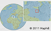Gray Location Map of Malta, savanna style outside, hill shading