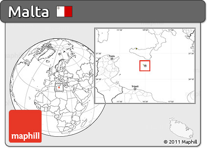 Physical Location Map of Malta, blank outside