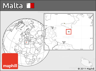 Physical Location Map of Malta, blank outside