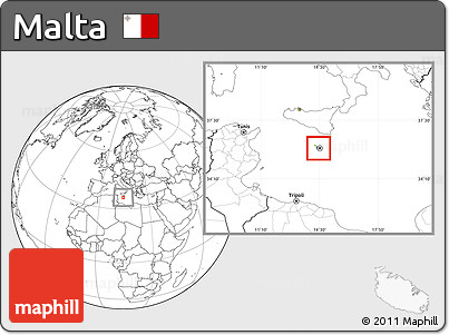 Physical Location Map of Malta, blank outside