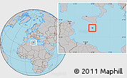 Physical Location Map of Malta, gray outside