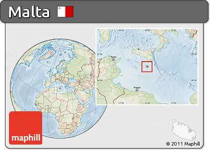 Physical Location Map of Malta, lighten