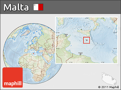 Physical Location Map of Malta, lighten