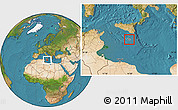 Political Location Map of Malta, satellite outside