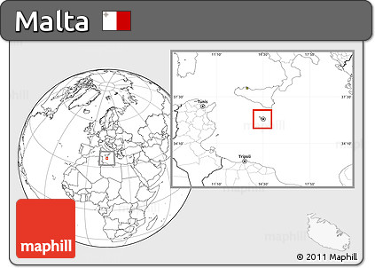 Satellite Location Map of Malta, blank outside