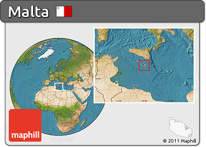 Satellite Location Map of Malta