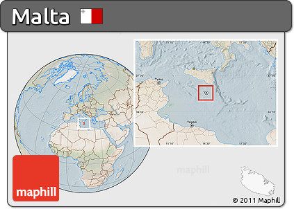 Satellite Location Map of Malta, lighten