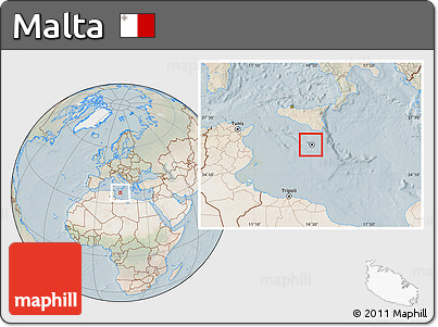 Satellite Location Map of Malta, lighten