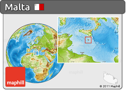 Satellite Location Map of Malta, physical outside