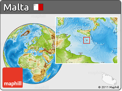 Satellite Location Map of Malta, physical outside