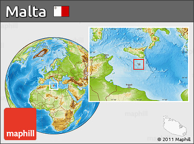 Satellite Location Map of Malta, physical outside