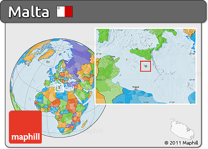 Satellite Location Map of Malta, political outside