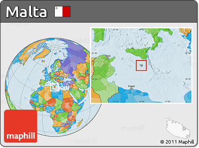 Satellite Location Map of Malta, political outside