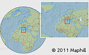 Savanna Style Location Map of Malta, within the entire continent, hill shading