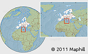 Savanna Style Location Map of Malta, highlighted continent, within the entire continent, hill shading