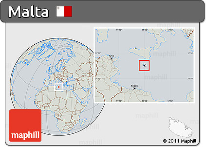 Savanna Style Location Map of Malta, lighten, semi-desaturated