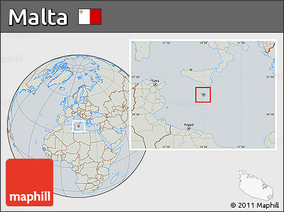 Savanna Style Location Map of Malta, lighten, semi-desaturated