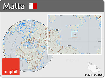 Savanna Style Location Map of Malta, lighten, semi-desaturated