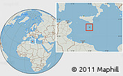 Savanna Style Location Map of Malta, lighten, semi-desaturated, land only
