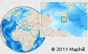 Savanna Style Location Map of Malta, shaded relief outside, hill shading
