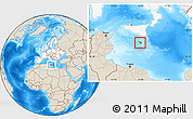 Shaded Relief Location Map of Malta, highlighted continent
