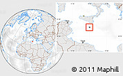Shaded Relief Location Map of Malta, lighten, desaturated