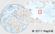 Shaded Relief Location Map of Malta, lighten, semi-desaturated