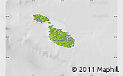 Physical Map of Malta, lighten, desaturated