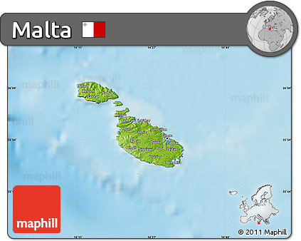 Physical Map of Malta, semi-desaturated, land only