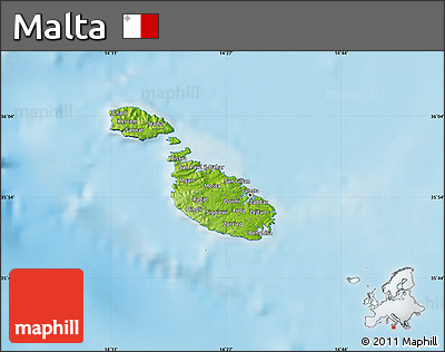 Physical Map of Malta, semi-desaturated, land only