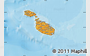 Political Map of Malta, satellite outside, bathymetry sea