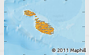 Political Map of Malta, shaded relief outside, bathymetry sea