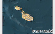 Satellite Map of Malta, darken