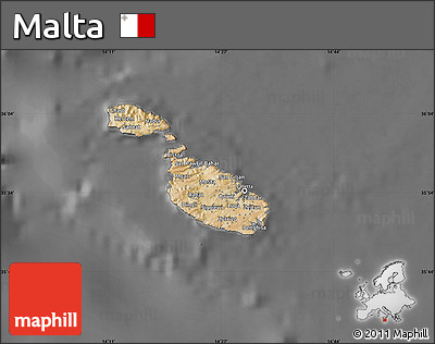 Satellite Map of Malta, desaturated