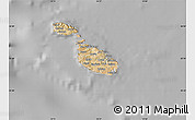 Satellite Map of Malta, lighten, desaturated