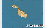 Satellite Map of Malta, semi-desaturated, land only
