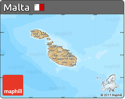 Satellite Map of Malta, single color outside, bathymetry sea
