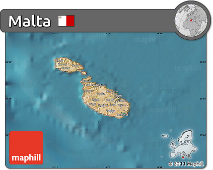 Satellite Map of Malta, single color outside