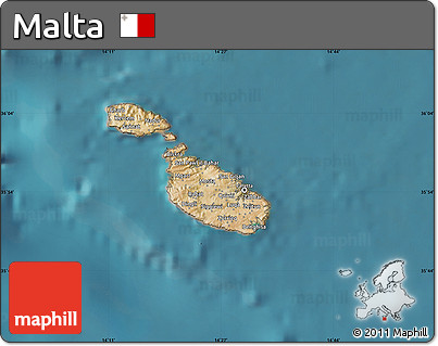 Satellite Map of Malta, single color outside