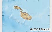 Satellite Map of Malta, single color outside, shaded relief sea