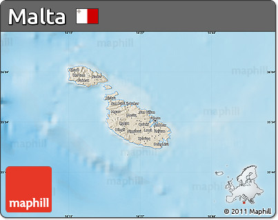 Shaded Relief Map of Malta