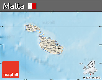 Shaded Relief Map of Malta