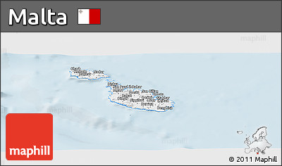 Gray Panoramic Map of Malta, single color outside