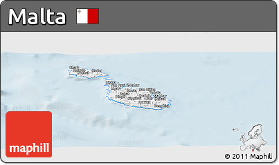 Gray Panoramic Map of Malta, single color outside