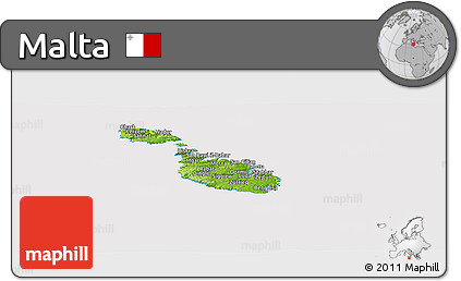 Physical Panoramic Map of Malta, cropped outside